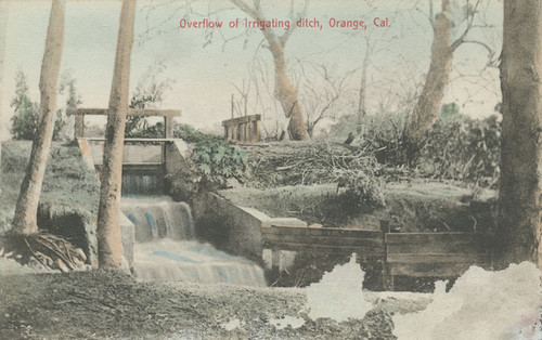 "Overflow of Irrigating ditch, Orange, Cal. ", 1910