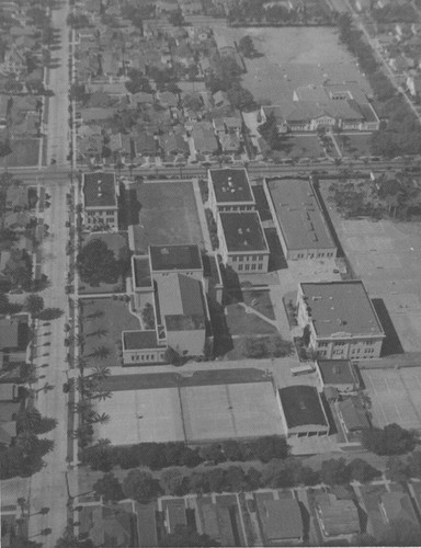 Aerial view of Orange Union High School, Orange, California, 1948