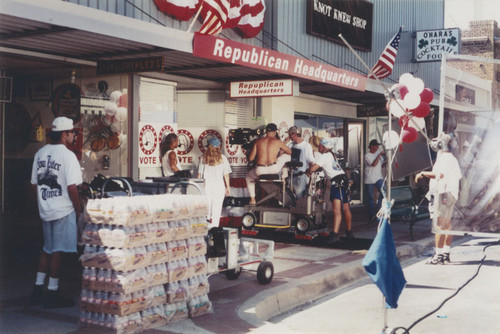 Snapple beverage commercial filming on North Glassell Street, Orange, California, 1996