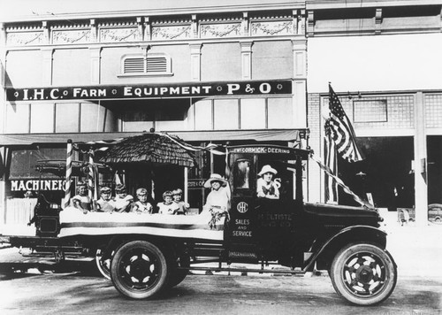 M. Eltiste & Co. truck decorated as a parade float, Orange, California, ca. 1922