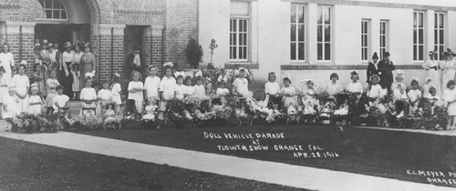 Woman's Club of Orange Flower Show, Doll Vehicle Parade, Orange, California, 1916