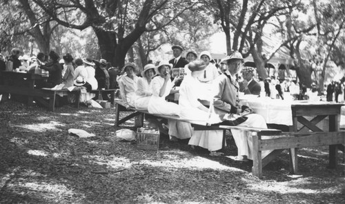 Orange County Park with Lutheran church picnic, Orange, California, 1909