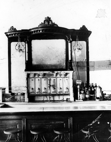 Soda fountain at Watson's Drug Store, East Chapman Avenue, Orange, California, 1907