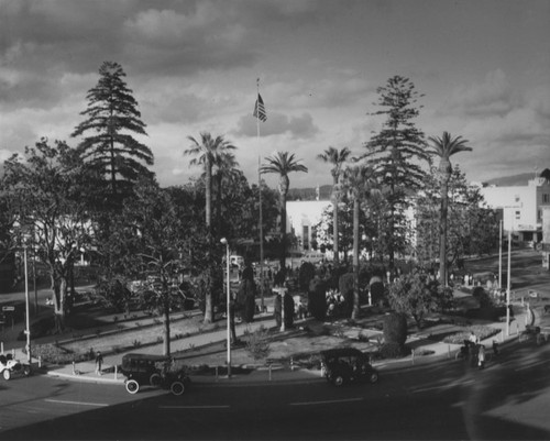 Plaza Park during mayor's reception, State Preservation Conference, Orange, California, 1983