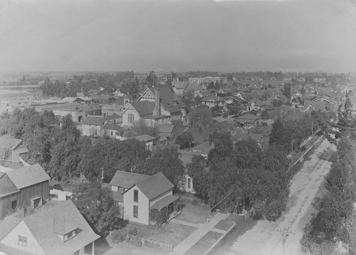 Orange, California, looking northwest from St. John's Lutheran Church, ca. 1914