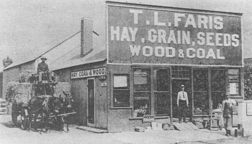 T.L. Faris Hay, Grain and Fuel store, Orange, California, ca. 1915