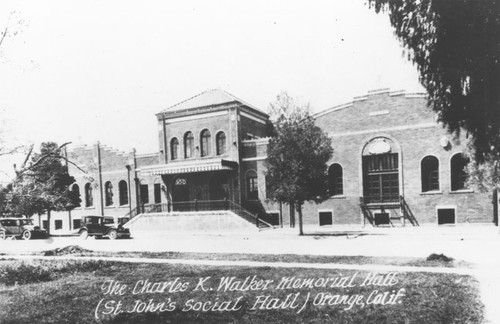 Charles K. Walker Memorial Hall, Orange, California, ca. 1927