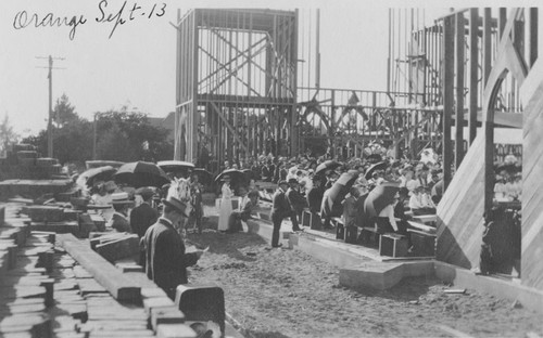 St. John's Lutheran Church being constructed, Orange, California, 1913