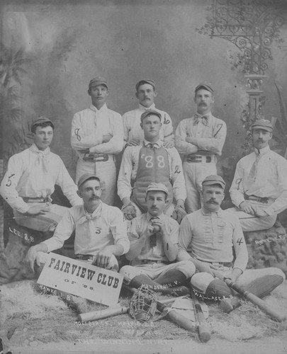 "Fairview Club of '88" baseball team group portrait, Fairview Park, California, 1888