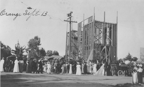 St. John's Lutheran Church being constructed, Orange, California, 1913