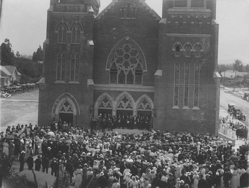 St. John's Lutheran Church being dedicated, Orange, California, 1914