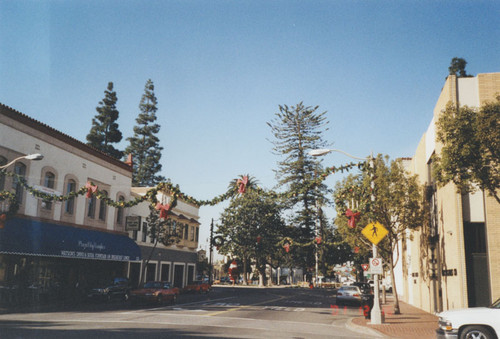 Chapman Avenue with Christmas decorations, Orange, California, 2001
