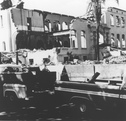 Orange City Hall being razed, Orange, California, 1963