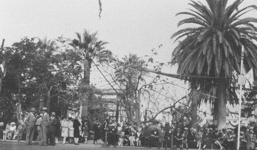 Armistice Day Parade, Spectators in Plaza Square, Orange, California, ca. 1929