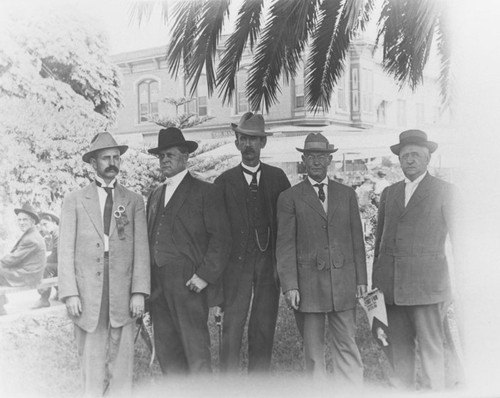 Orange City Council in the Plaza Park during the 1910 Street Fair, Orange, California, 1910