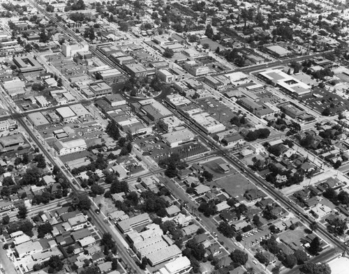Aerial view of the City of Orange, California, 1971