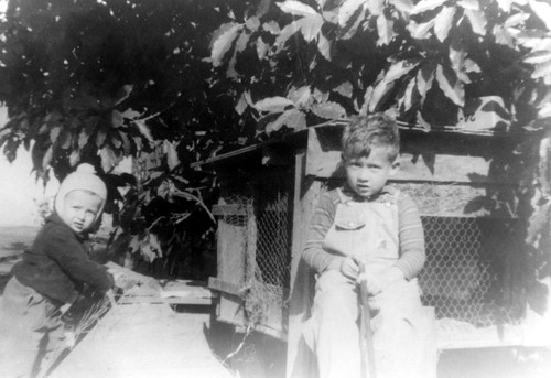 Don and Fred Burnette in backyard, East Walnut Avenue, Orange, California, 1943