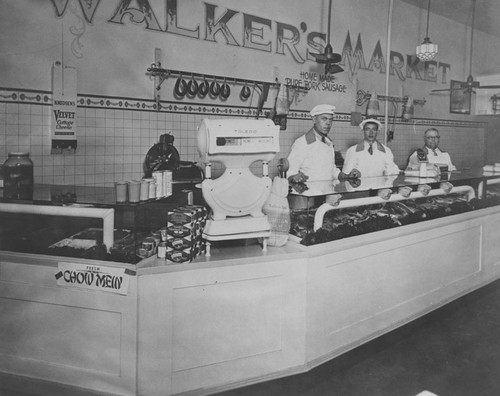 Walker's Market interior, East Chapman Avenue, Orange, California, ca. 1935