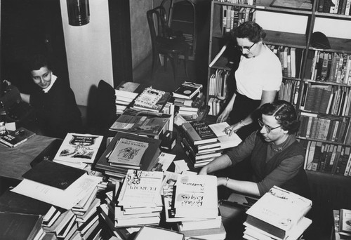 Orange Public Library, Carnegie building interior, 407 East Chapman Avenue, Orange, California, ca. 1950