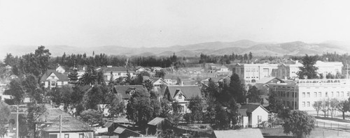 View of Orange, California, looking northeast from the Rochester Hotel, ca. 1915