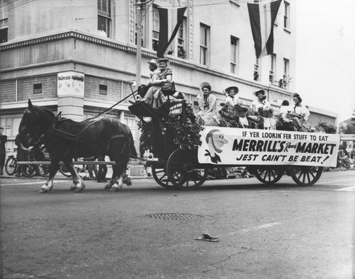 May Festival Parade, Merrill's Ranch Market Float, Orange, California, 1940-1950