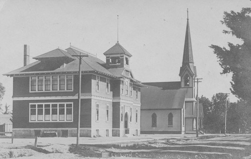 St. John's Lutheran Church and school, Orange, California, 1905