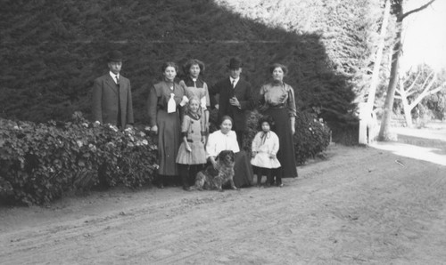 Group portrait at Jurgen Schmetgen home on Tustin Avenue in Orange, California, Christmas Day, 1911