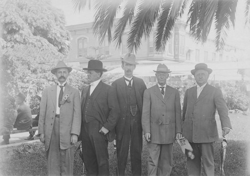 Orange City Council in the Plaza Park during the 1910 Street Fair, Orange, California, 1910