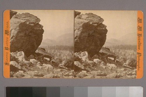 [Large rock overlooking landscape.] Photographer's series: Sierra Buttes Mines