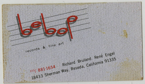 Bebop Records business card