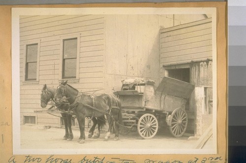 A two horse butcher town wagon at 3rd and Evans Ave. Bay View - San Francisco Butchertown. April 11/28