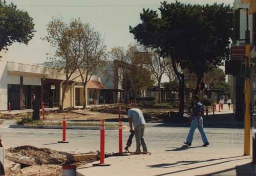 Jackhammer tearing up corner of A & 4th Streets