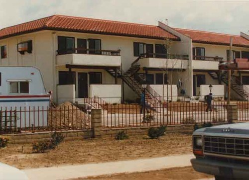 New apartment building with Spanish tile roof