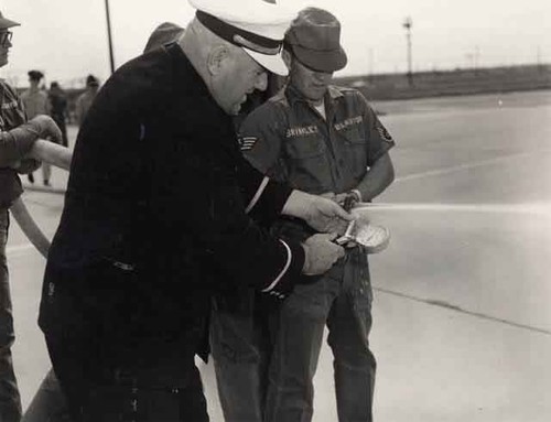 Roy Lockwood checking a gauge