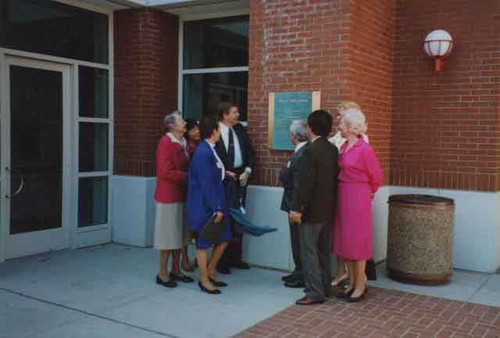 Unveiling the plaque on opening day