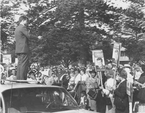 Ted Kennedy campaigning for his brother JFK