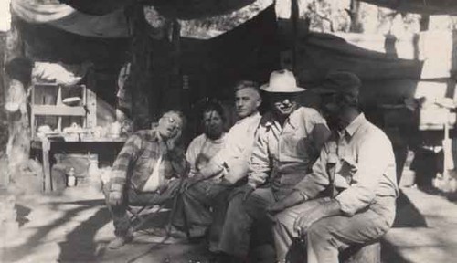 Pete, John, Joe & friends sitting in shade