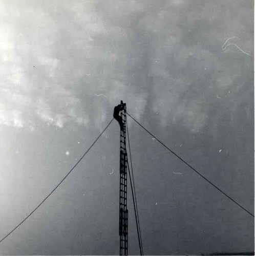 Fire fighter on ladder