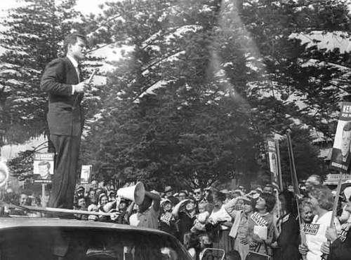 Ted Kennedy campaigning for his brother JFK