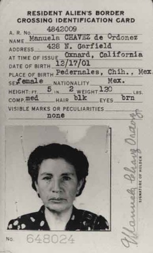 ID card of Manuelita Ordonez
