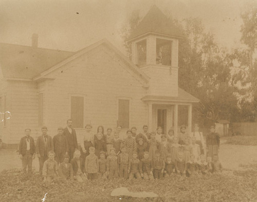 Schoolhouse & students