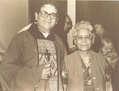 Bishop Jesus Madera and Mary C. Navarro