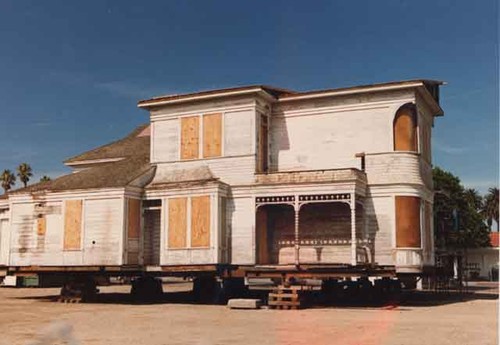 19th century house prepared to be moved