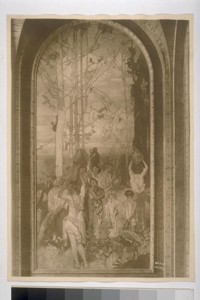 Brangwyn Mural. ["The Fountain," one of two panels of the mural "Water" (Frank Brangwyn, painter). Southeast corner, Court of Abundance, or Court of the Ages. 10329½.]