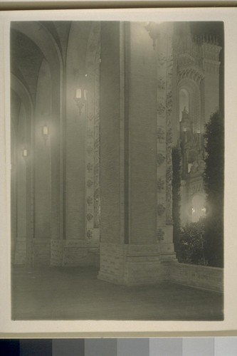 [Colonnade, Court of Abundance, with tower in background (Louis Christian Mullgardt, architect).]