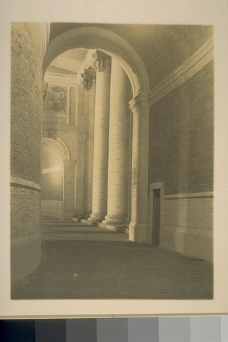 [Colonnade, Court of Four Seasons (Henry Bacon, architect). Portion of "Seed Time" mural (H. Milton Bancroft, painter).]