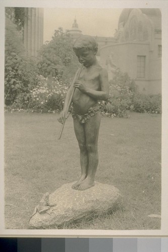 ["Boy Pan with Frog" (Clement J. Barnhorn, sculptor), exhibit garden, Palace of Fine Arts.]