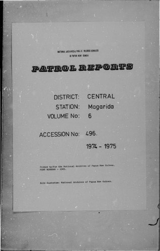 Patrol Reports. Central District, Magarida, 1974-1975