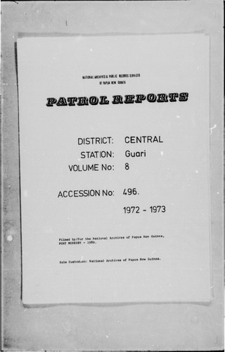 Patrol Reports. Central District, Guari, 1972-1973