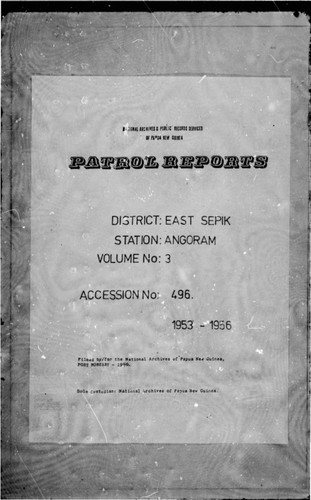 Patrol Reports. East Sepik District, Angoram, 1954 - 1955